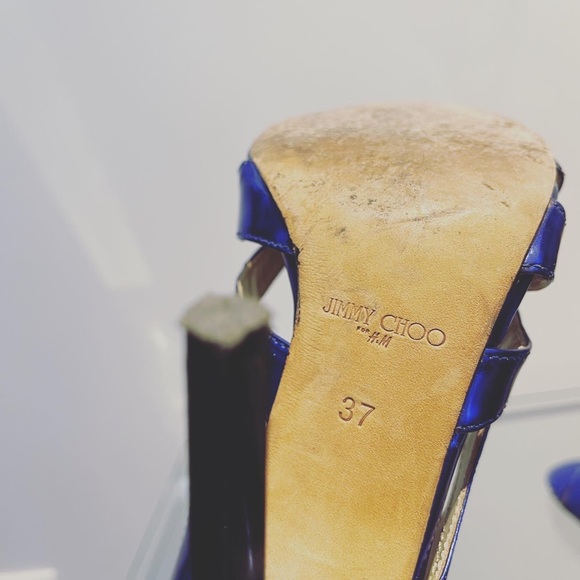 Jimmy Choo x H&M. metallic blue high heels. Size 37 - Picture 4 of 4